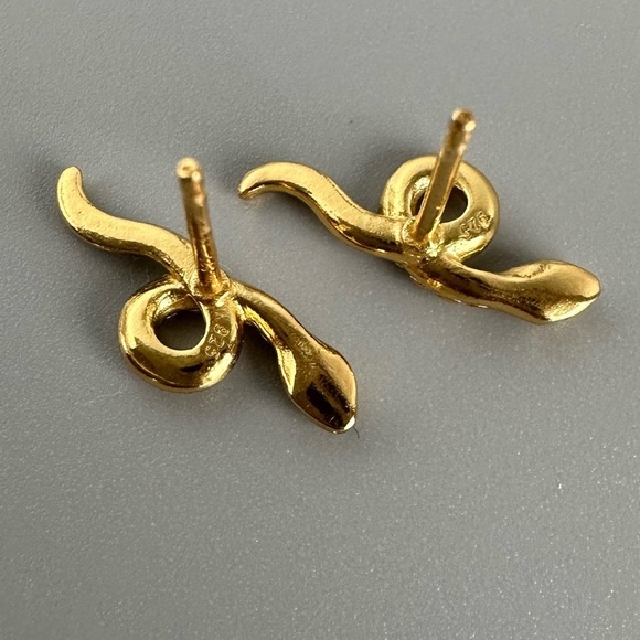 14k Gold Vermeil Snake Stud Earrings - Picture 8 of 16